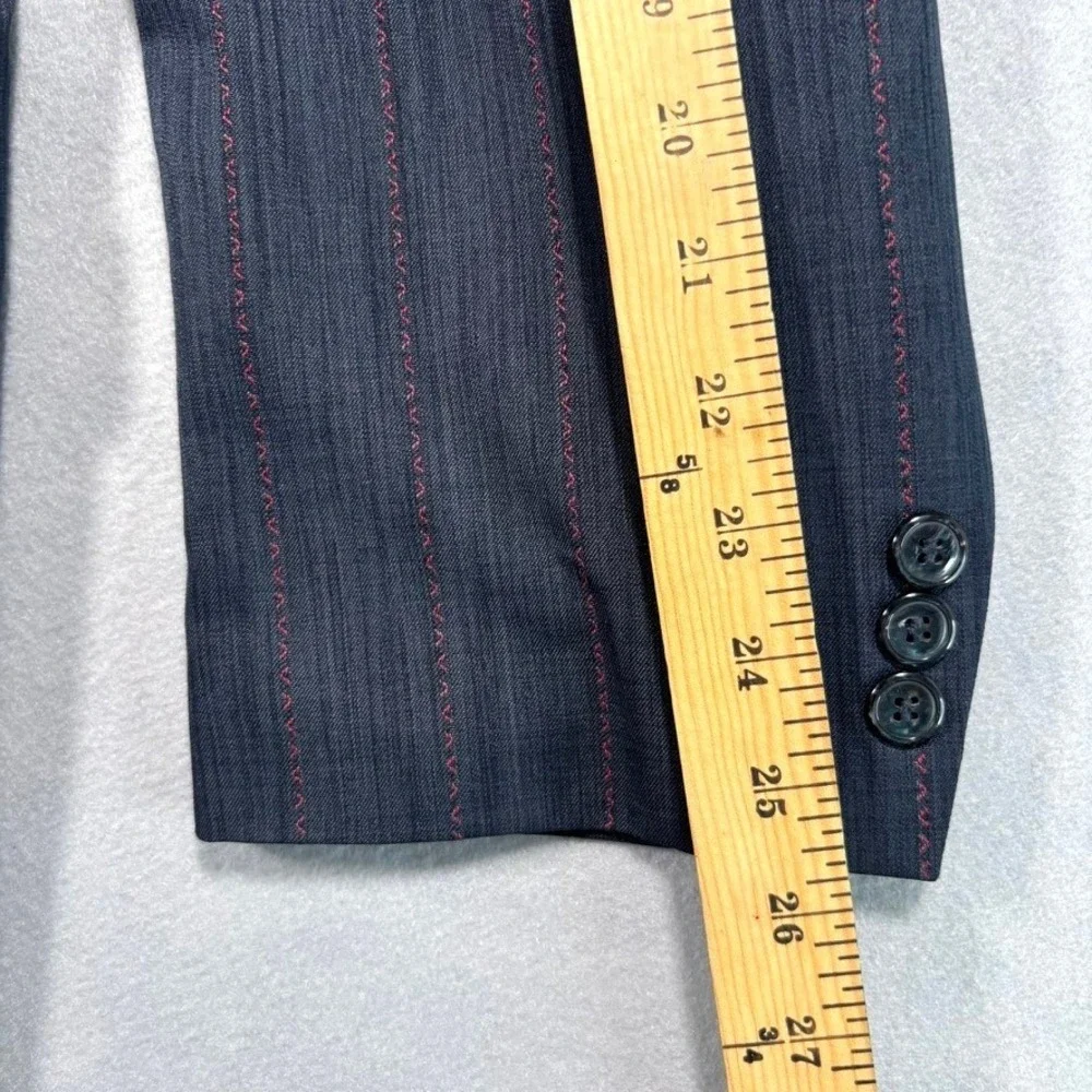 Mazzoni Navy Red Pinstripe 3 Button Blazer Sport Coat Jacket 46L Bold Neo-Preppy